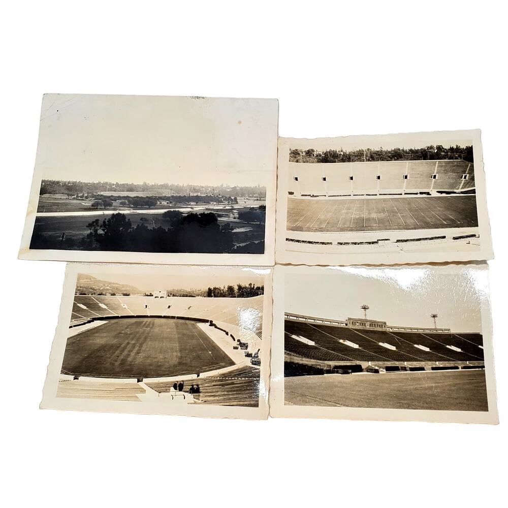 Vtg B&W Original Photo 1940s Rose Bowl Football Stadium Bleachers Snapshot